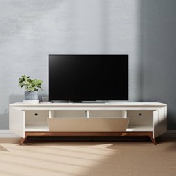 Rack para Tv até 75 Polegadas Clint (220cm) - Off White Fosco/natural - 2