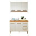 Ver imagem 1 de Lavanderia Modulada Armário Aéreo e Balcão Brasilia - Kaiki Móveis Nature/off White