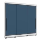 Ver imagem 2 de Roupeiro Valência 3 Portas Correr 4 Gavetas 217x213cm Branco/Azul 240837