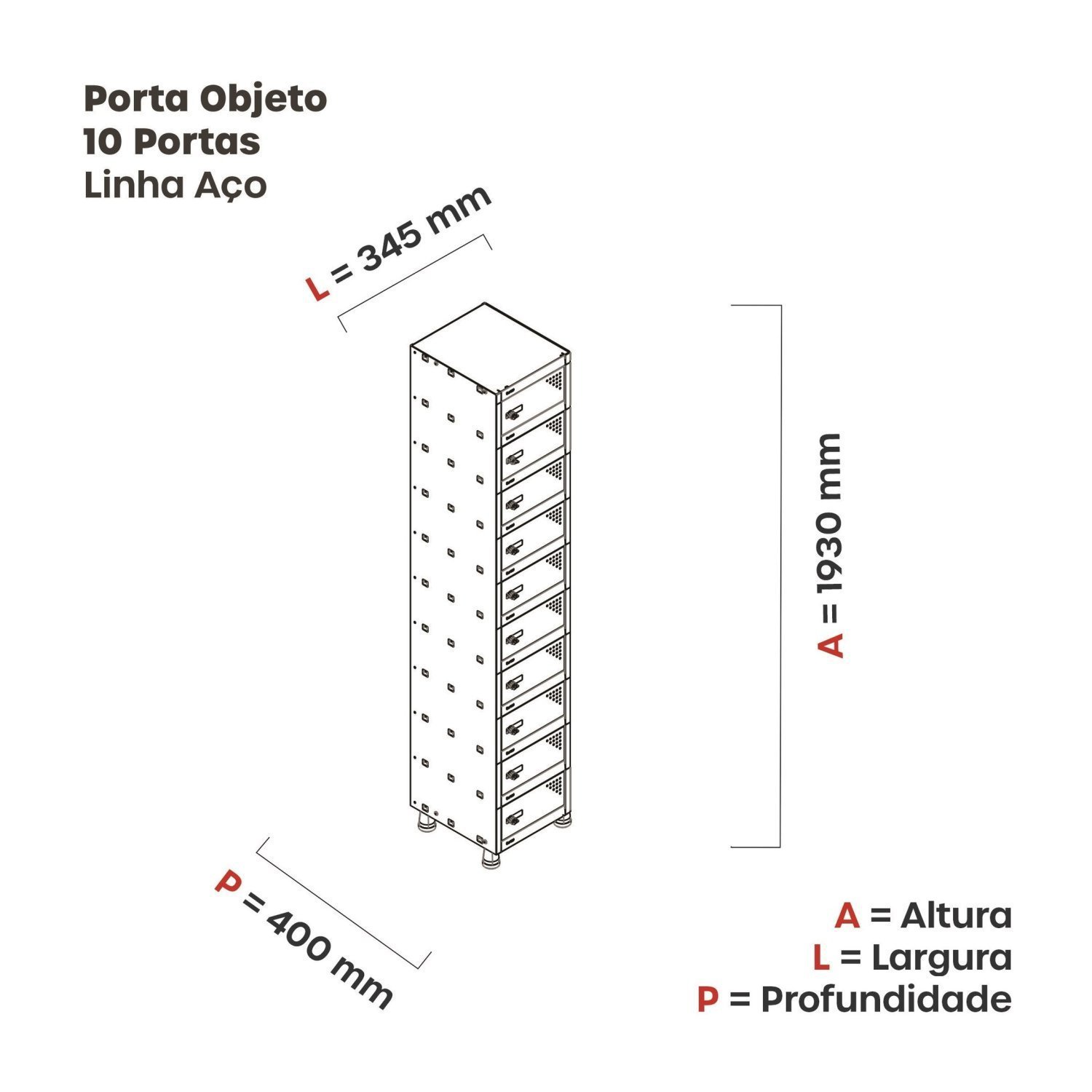 Armário Porta Objeto 10 Portas Aço Apop 501/10 - 4