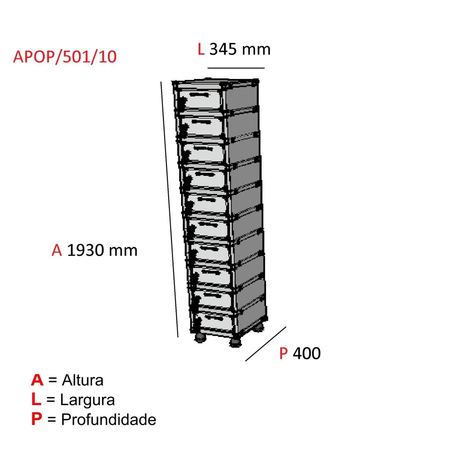 Armario Porta Objeto 10 Portas Aço Apop 501/10 Pandin Móveis - 3