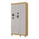 Ver imagem 2 de Guarda-roupa Infantil 92cm com Vidro 3 Portas e 2 Gavetas Suspiro Multimóveis Mp4457 Madeirado/off