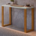 Ver imagem 1 de Mesa Escrivaninha Industrial 100% Mdf Off White/freijó F11 - Pradel