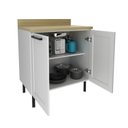 Ver imagem 4 de Balcão com Tampo Cozinha 2 Portas 1 Prateleira 80cm TM4303 MDF Grazi Branco/Carvalho Tropical