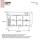 Ver imagem 4 de Gabinete de Cozinha Para Pia de 150 em Madeira Cisne 2 Gavetas Cinza - Cozimax