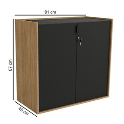 Balcão Armário Baixo para Escritório 2 Portas 91cm Star K01 Freijo/Preto Fosco - Mpozenato - 4