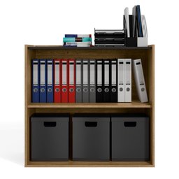 Balcão Armário Baixo para Escritório 2 Portas 91cm Star K01 Freijo/Preto Fosco - Mpozenato - 2