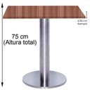 Ver imagem 5 de Mesa Beta Big Inox 75 Cm (alt) Disco Redondo Tampo Mdp Quadrado 80 Cm (larg) X 2,50 Cm (alt) Walnut