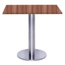 Ver imagem 1 de Mesa Beta Big Inox 75 Cm (alt) Disco Redondo Tampo Mdp Quadrado 80 Cm (larg) X 2,50 Cm (alt) Walnut