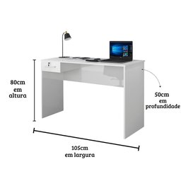 Escrivaninha Home Office Jaspe Cor:branco Mizza Decor Mesa Estudo e Trabalho - 4