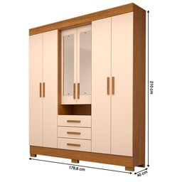 Roupeiro Débora Capelinha com Espelho 6 Portas Acp Móveis - 7 Roupeiro Débora Capelinha com Espelho 6 Portas Acp Móveis - 7