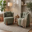 Ver imagem 4 de Kit 2 Poltronas Orgânica Curva Luna Boucle Verde Menta - Montanaris Decor