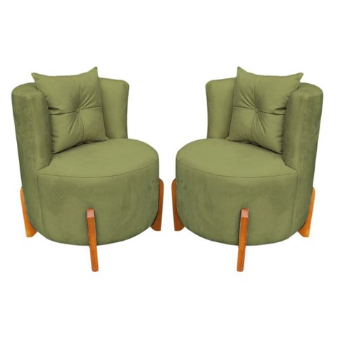 Kit 2 Poltronas Orgânica Curva Luna Boucle Verde Menta - Montanaris Decor