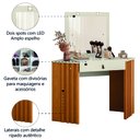 Ver imagem 5 de Penteadeira de Canto com Espelho Led Camarim Glitter 1 Gaveta Madeirado/off White Albatroz
