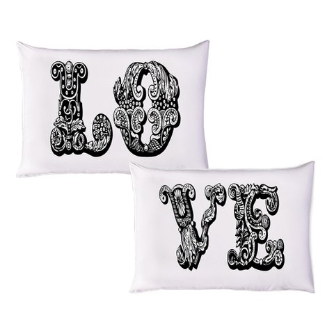 Jogo de Fronhas Divertidas 2pçs Kit Love Preto Vivaldi