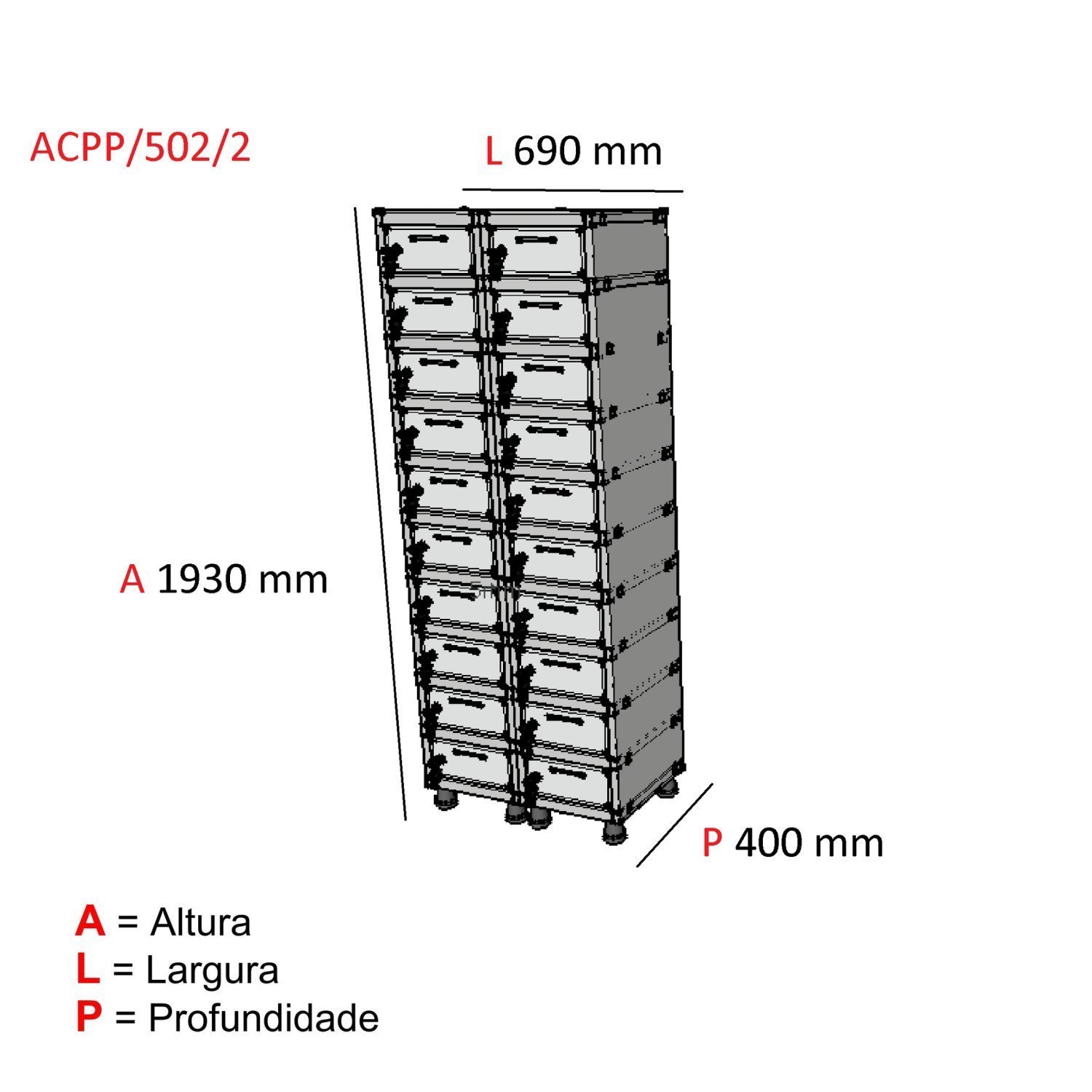 Armário Caixa Postal 20 Portas Aço Acpp 502/20  - 3