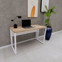 Ver imagem 1 de Mesa Escrivaninha Industrial 120cm X 60cm Mac Br Pé Metal F5 Cor:macadâmia com Branco