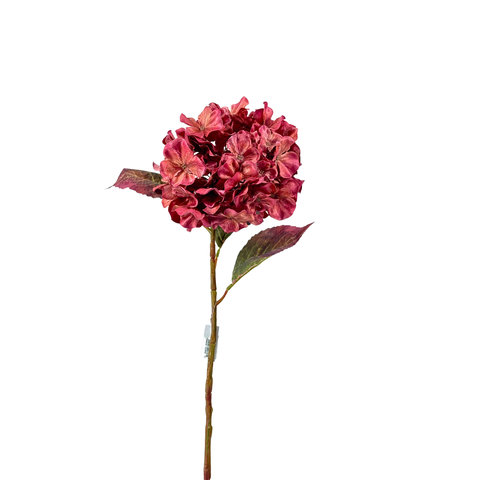 Buquê Hortênsia Artificial Vinho 67cm 72 Flores Decoração para Vaso e Arranjo