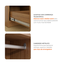 Ver imagem 7 de Guarda Roupa Casal Modulado 5 Peças 12 Portas com Espelho, Cabeceira e Escrivaninha 100% MDF Smart C