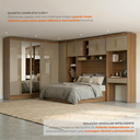 Ver imagem 6 de Guarda Roupa Casal Modulado 5 Peças 12 Portas com Espelho, Cabeceira e Escrivaninha 100% MDF Smart C