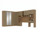 Ver imagem 2 de Guarda Roupa Casal Modulado 5 Peças 12 Portas com Espelho, Cabeceira e Escrivaninha 100% MDF Smart C
