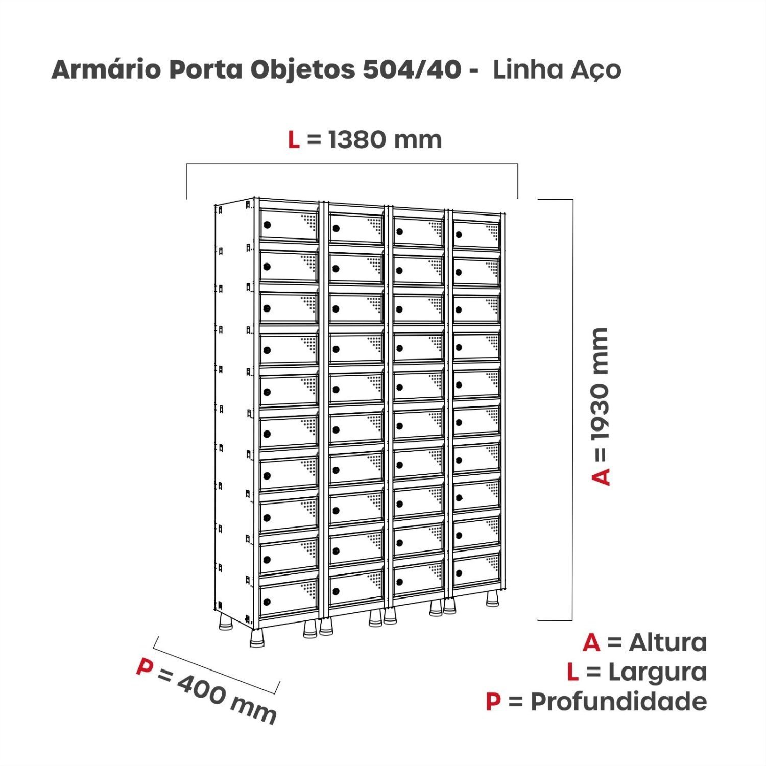 Armario Caixa Postal 40 Portas Aço ACPP 504/40  - 3