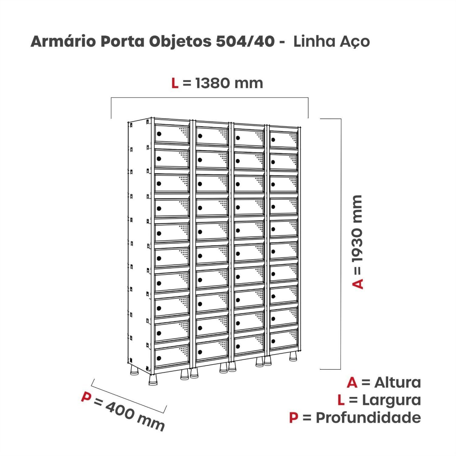 Armario Caixa Postal 40 Portas Aço ACPP 504/40  - 4
