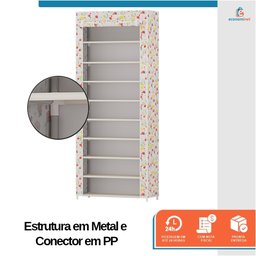 Sapateira com 9 Prateleiras para Organizar Calçados e Objetos Cor: Flores - 6