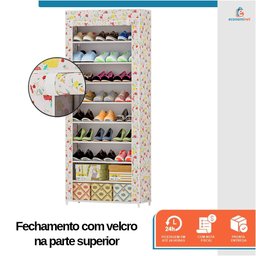 Sapateira com 9 Prateleiras para Organizar Calçados e Objetos Cor: Flores - 4