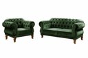 Ver imagem 1 de Kit Namoradeira Duquesa Chesterfield 2 Lugares + 1 Poltrona - Veludo Verde