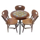 Ver imagem 1 de Cj Mesa Madeira Azulejo 60cm - Bistrô Fixa 78cm + 3 Cadeiras 43 - Natural - Anos Dourados