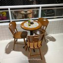 Ver imagem 5 de Cj Mesa Madeira Azulejo 60cm - Bistrô Fixa 78cm + 3 Cadeiras 43 - Natural - Anos Dourados