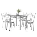 Ver imagem 1 de Conjunto de Mesa Sala de Jantar Leia com 6 Cadeiras Tubular Granito 1,40m Artefamol Branco Flor