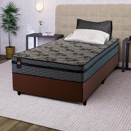 Conjunto Cama Box Solteirão c/ Molas Ensacadas Montreal Marrom 96x203x64 - 1
