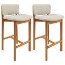 Ver imagem 1 de Kit 2 Banqueta Alta para Cozinha Sala de Jantar Bar Dara Linho Champagne