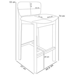 Kit 2 Banqueta Alta para Cozinha Sala de Jantar Bar Dara Linho Champagne - 5