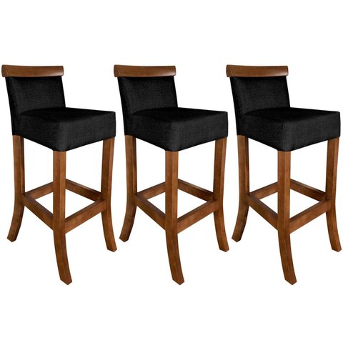 3 Banco Alto Cadeira de Balcão Restaurante Cozinha Gourmet Moderna Confortavel Bistro Premium Valios