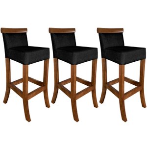 3 Banco Alto Cadeira de Balcão Restaurante Cozinha Gourmet Moderna Confortavel Bistro Premium Valios