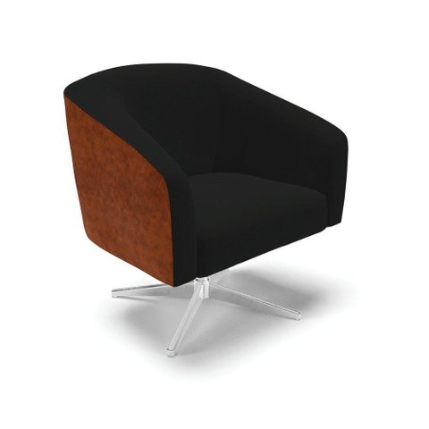 Cadeira Sala de Jantar Giratória Base Cromada Stella Noz/linho D03 - D'Rossi Cor Preto