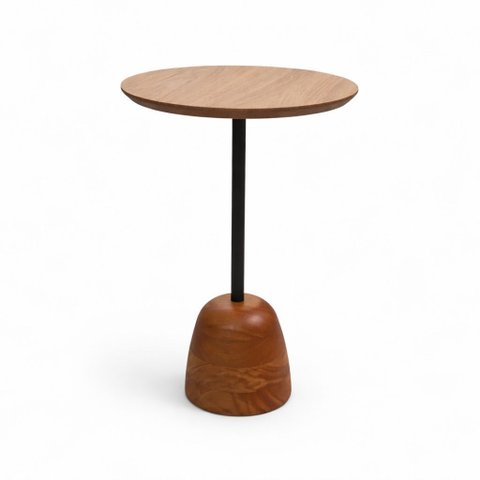 Mesa Lateral Aura em Madeira com Tampo Redondo