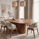Ver imagem 4 de Mesa de Jantar 6 Lugares Oval Base Orgânica 184cm Álbero B05 Canela Tauari - Lyam Decor