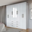 Ver imagem 2 de Guarda Roupa Casal Com Espelho 8 Portas 6 Gavetas Liverpool Branco - Santos Andirá