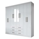 Ver imagem 1 de Guarda Roupa Casal Com Espelho 8 Portas 6 Gavetas Liverpool Branco - Santos Andirá