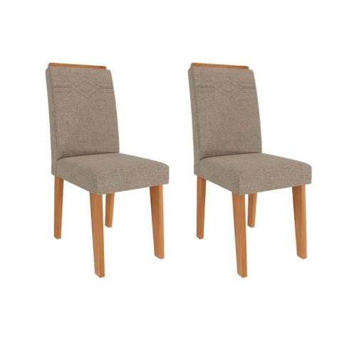 Cadeira Sala de Jantar Taís Kit 2 Un Cinamomo/linho Bege - Cimol