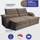Ver imagem 3 de Sofá Retrátil e Reclinável 2,40m Verona com Porta Copos Velupluma Castor Cama Inbox