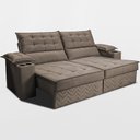 Ver imagem 7 de Sofá Retrátil e Reclinável 2,40m Verona com Porta Copos Velupluma Castor Cama Inbox