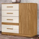 Ver imagem 2 de Comoda Venus 4 Gavetas 1 Porta 98 Cm Freijo Off White Friso Moval