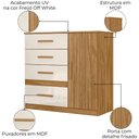 Ver imagem 4 de Comoda Venus 4 Gavetas 1 Porta 98 Cm Freijo Off White Friso Moval