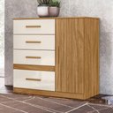 Ver imagem 5 de Comoda Venus 4 Gavetas 1 Porta 98 Cm Freijo Off White Friso Moval