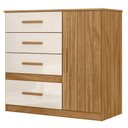 Ver imagem 1 de Comoda Venus 4 Gavetas 1 Porta 98 Cm Freijo Off White Friso Moval